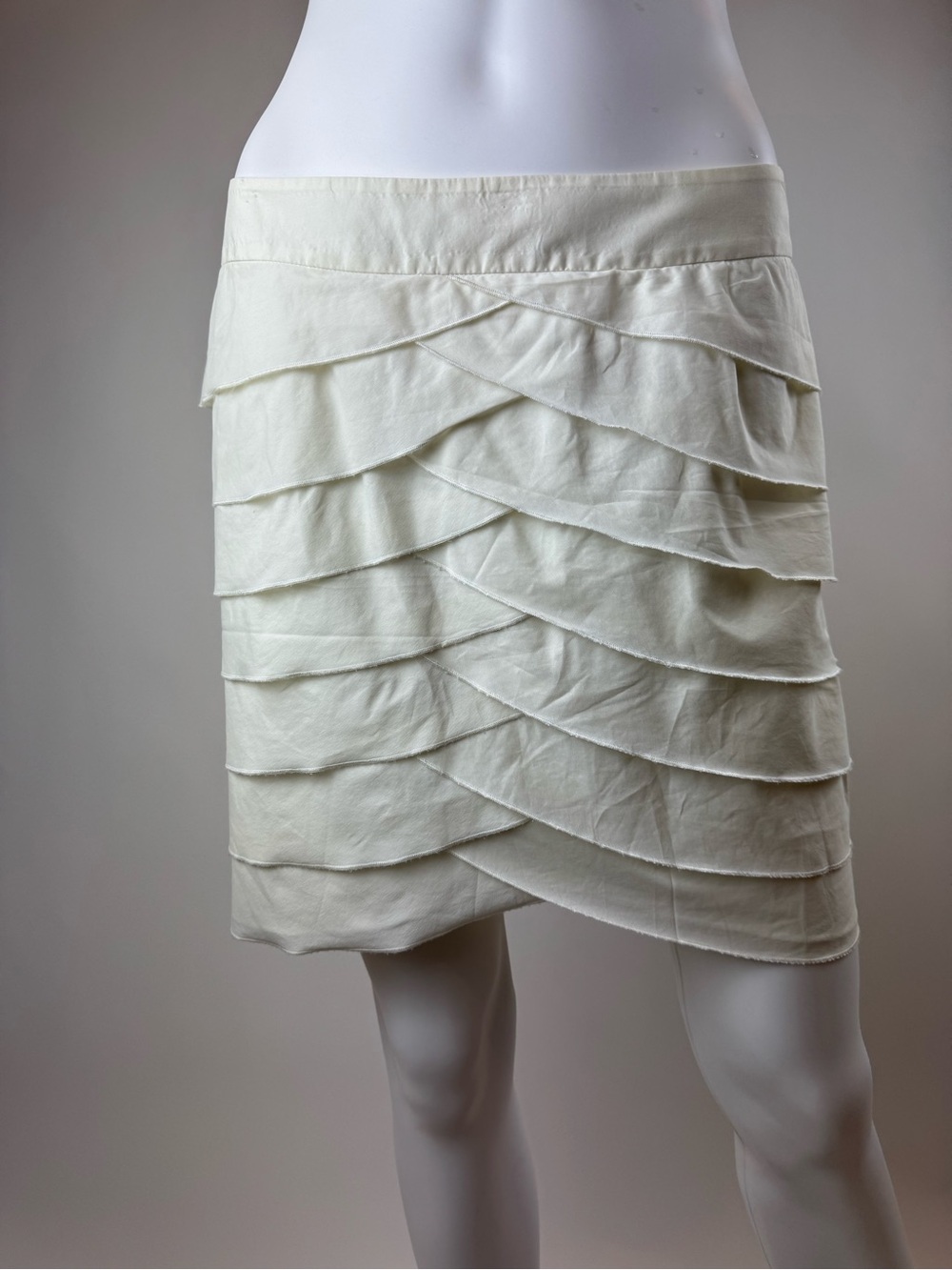 Tiered Ruffle Cream Mini Skirt